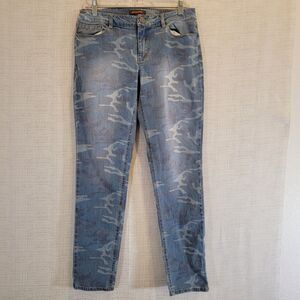 Hive & Honey‎ Jeans Womens Size 28 Camo Blue Slim Straight Medium Wash Stretch